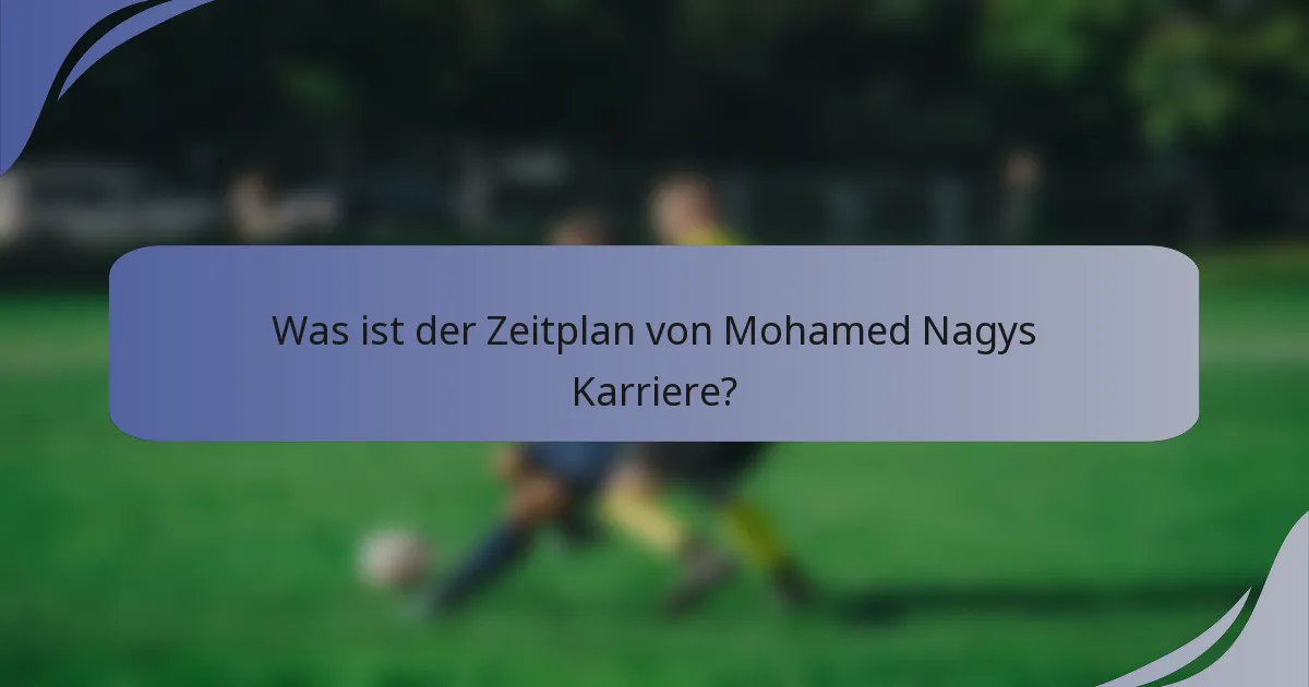 Was ist der Zeitplan von Mohamed Nagys Karriere?