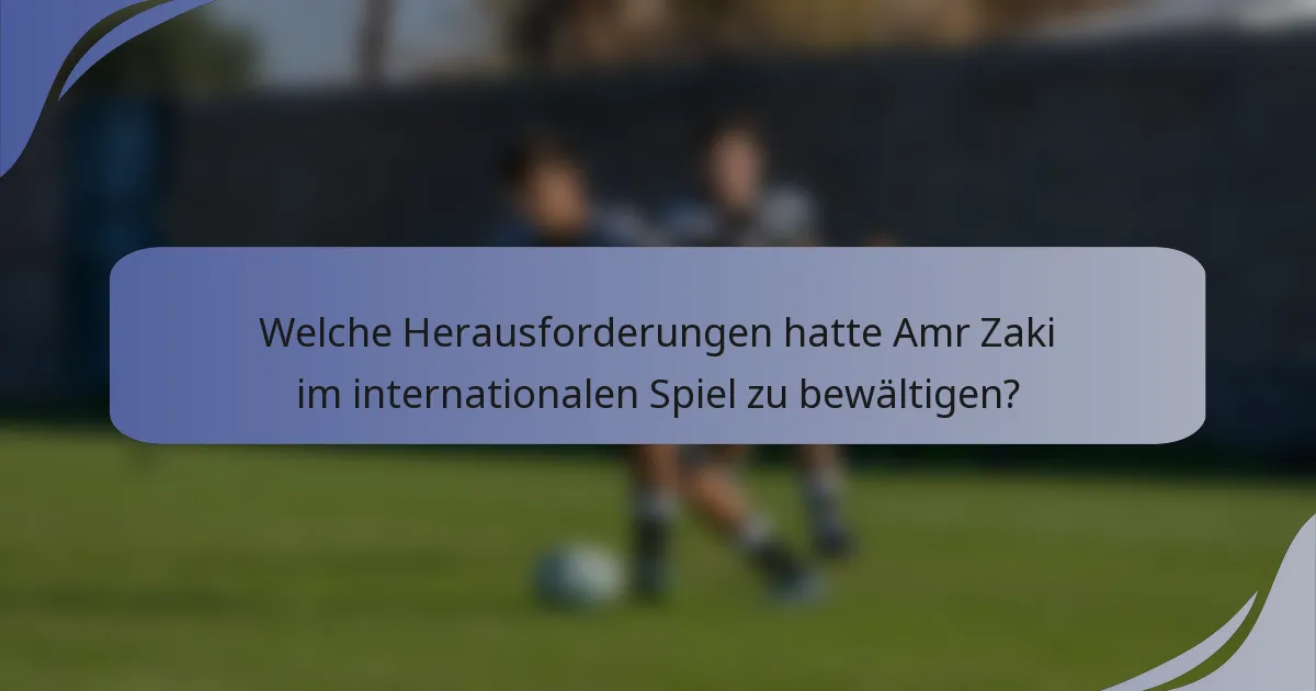 Welche Herausforderungen hatte Amr Zaki im internationalen Spiel zu bewältigen?