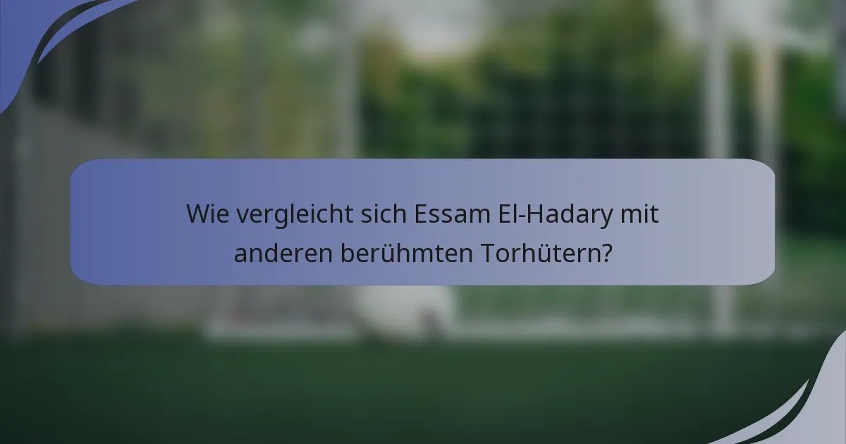 Wie vergleicht sich Essam El-Hadary mit anderen berühmten Torhütern?